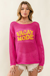 KESLEY VACAY MODE Fashion Crochet Sweater Embroidered Knit Cover Up Vacation Fashion