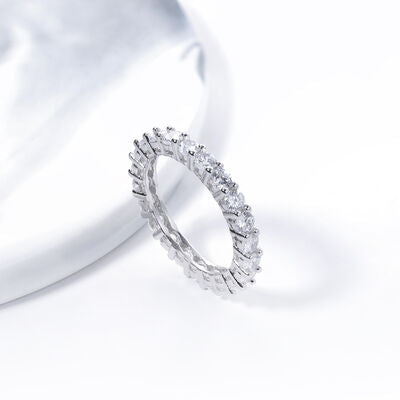 Eternity Ring and Solitaire 2 Piece Ring Set Zircon 925 Sterling Silver Fashion Jewelry and Wedding Jewelry