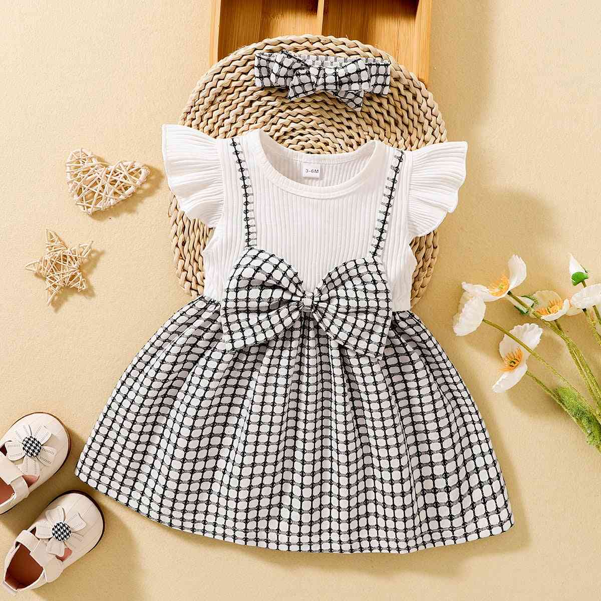 Plaid Bow Detail Round Neck Dress Baby Girl Fashion Clothing and Gifts Baby Fashion