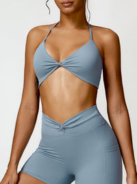 Twisted Halter Neck Active Bra Yoga Tops