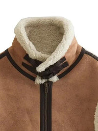 Women's Fuzzy Warm Jacket Contrast Zip Up Fleece Suede Fashion Vest