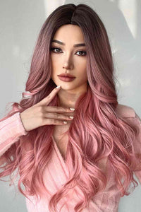 Pink Hair Wig Fashion Wave Synthetic Long Wigs in Pink 26'' inches