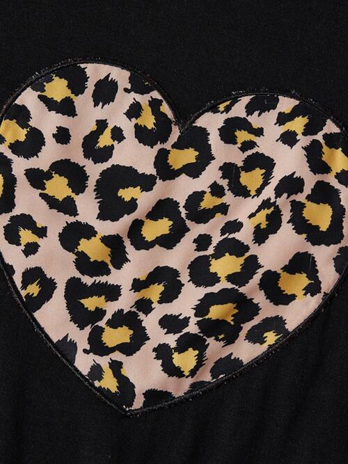 Leopard Heart Graphic Top and Pants Set Girls Fashion Kids Clothing Matching Outfit Set