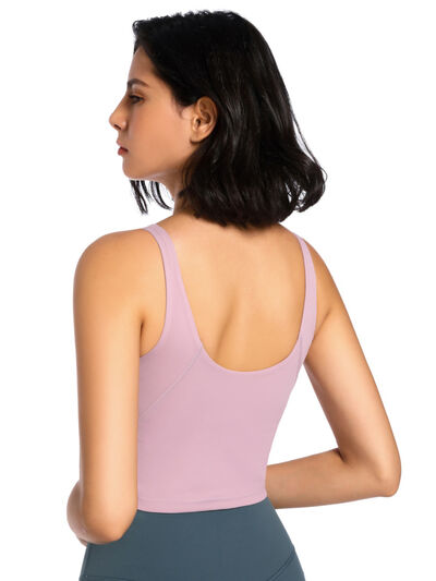 Nylon Sports Top Scoop Neck Wide Strap Active Tank Sweat Control Fast Dry