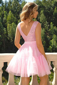 Pink Sequin Sleeveless Mesh Party Formal Evening Dress