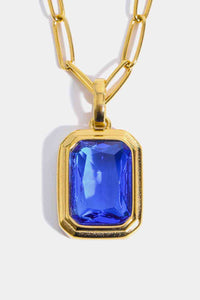 Rectangle Pendant Necklace Zircon 18K Gold-Plated Dangle Paperclip Necklaces