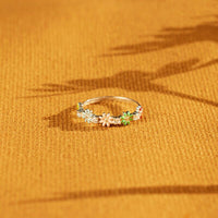 Colorful Flower Ring 925 Sterling Silver Zircon Dainty Rings