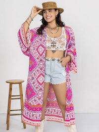 Women’s Boho Plus Size Printed Open Front Longline Cardigan