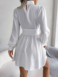 Cutout Turtleneck A-Line Long Sleeve Mini Dress