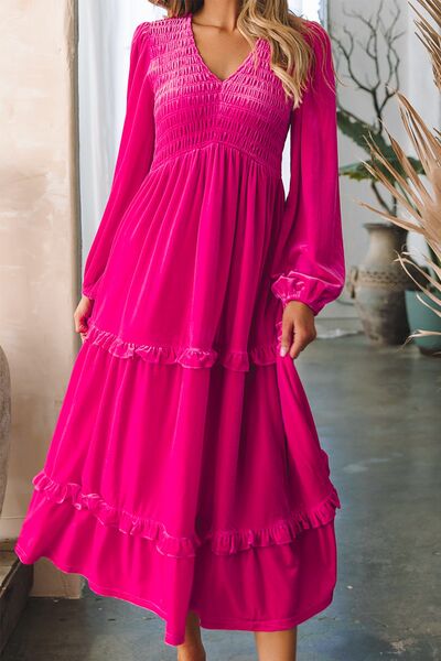 Dress, dresses, long sleeve dresses, pink dresses, velvet dresses, winter dresses