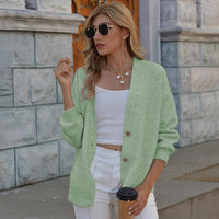 Button Up V-Neck Long Sleeve Sweater Cardigan