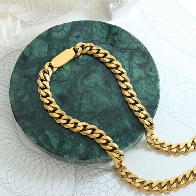 Short Chunky Chain Necklace 18K Gold-Plated