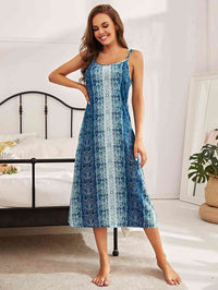 Women's Nightgown Printed Tie Shoulder Midi Night Dress Pajamas Loungewear