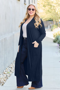 Open Front Sweater Long Sleeve Maxi Cardigan with Pockets Petite and Plus Size Fashion