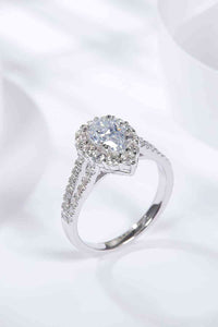 1 Carat Moissanite Ring,  Teardrop Split Shank 925 Silver Ring