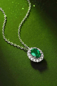 Vintage Style Emerald Necklace, 1.5 Carat Lab-Grown Emerald 925 Sterling Silver Necklace