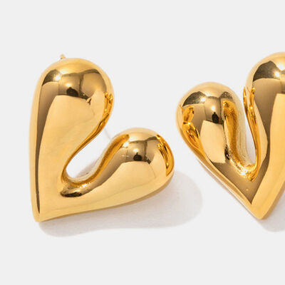 Heart Shape Stud Earrings 18K Gold Plated Stainless Steel Fashion Luxury Jewelry Accessories