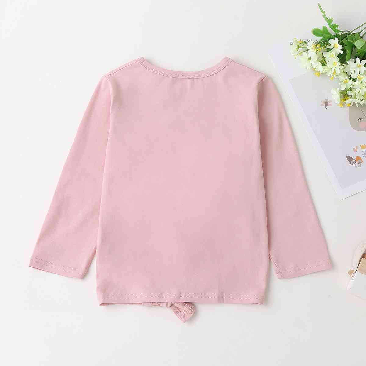 Girls Round Neck Butterfly Graphic Long Sleeve T-Shirt Kids Cotton Clothing and Gifts