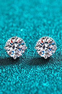 2 Carat Moissanite Rhodium-Plated Stud Earrings