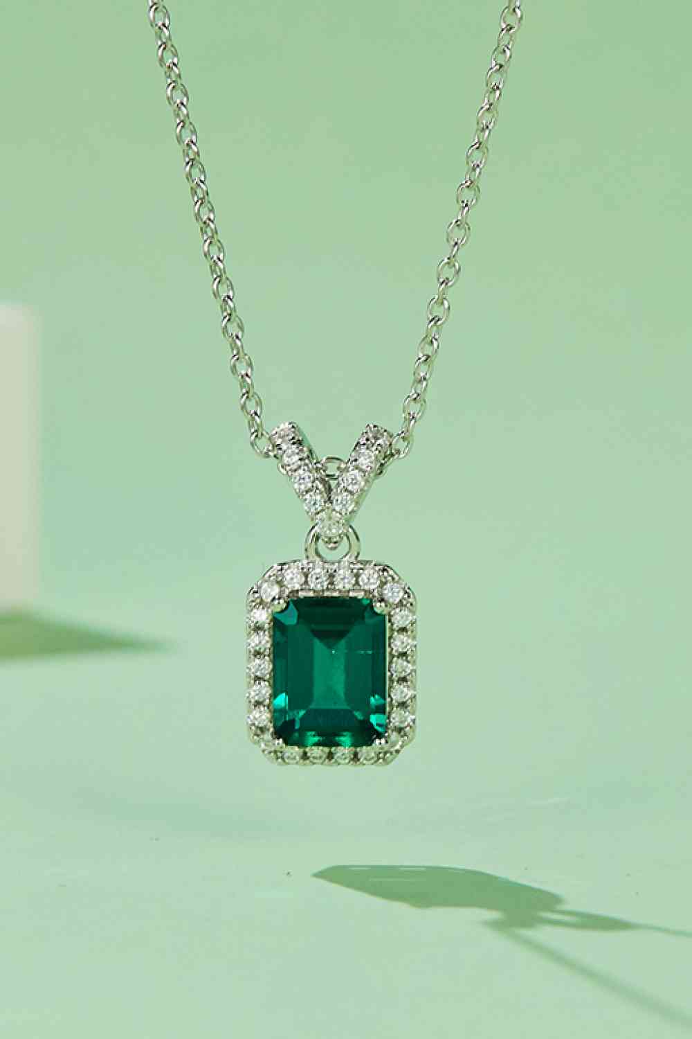 Emerald Pendant Necklace, Adored 1.25 Carat Lab-Grown Emerald Pendant Necklace