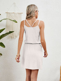 Casual Day Dress Eyelet Scoop Neck Sleeveless Short Dress