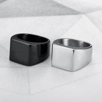 Signet Ring, Square Titanium Steel Ring, Unisex Mens Ring