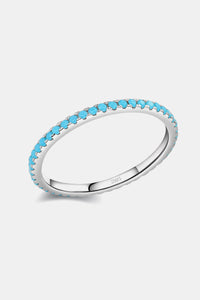 Turquoise Eternity Ring, 925 Sterling Silver Dainty Ring