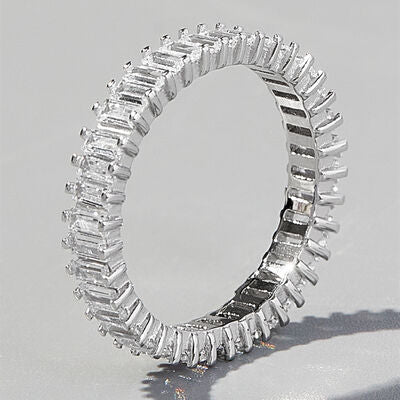 Eternity Ring Baguette  Zircon 925 Sterling Silver Fashion Luxury Statement Weddings Rings