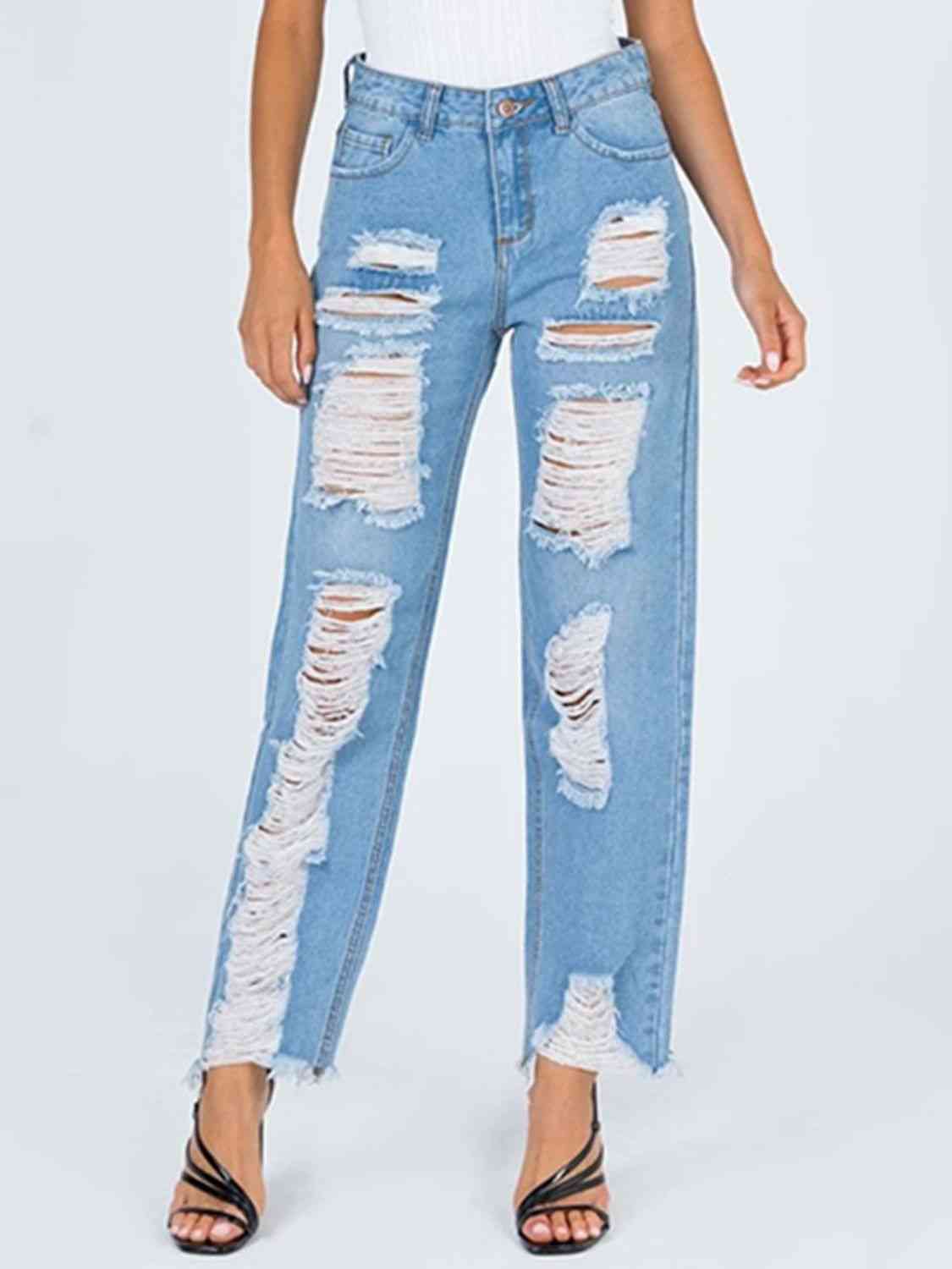 jeans, ripped jeans, straight leg jeans, denim, blue jeans, sexy jeans, nice jeans, womens bottoms , womens clothing