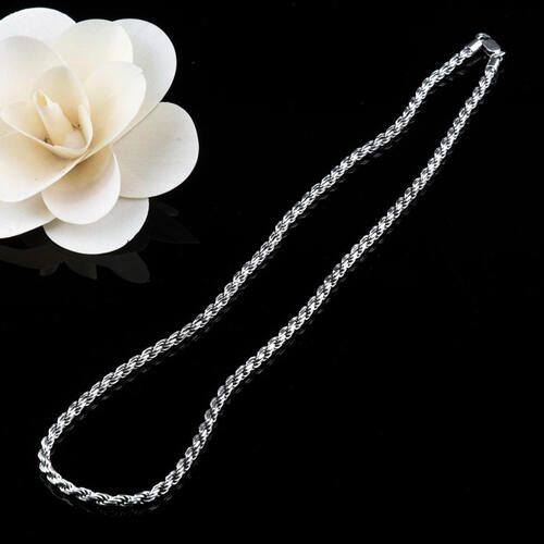 Plain Silver Chain Necklace,  925 Sterling Silver Necklace Snake Chain 21.7" Inch Necklace