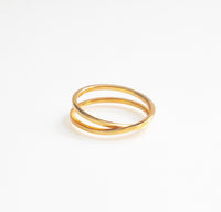 double gold ring in sterling silver, gold double ring gold stack ring 