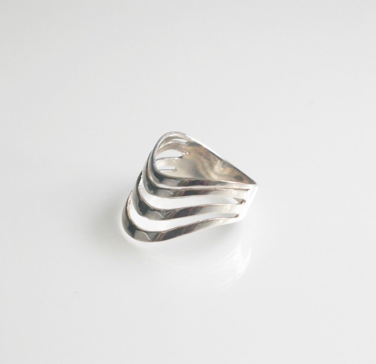 Gladiator Waves Ring  .925 Sterling Silver Statement Waterproof Stacked Wave Ring