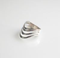 Gladiator Waves Ring  .925 Sterling Silver Statement Waterproof Stacked Wave Ring