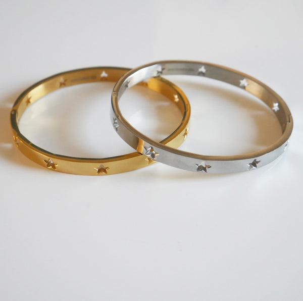 bracelets, jewelry, accessories, bracelets with stars, stainless steel jewelry, 18k gold plated bracelets, bangle bracelets, goft ideas, going out jewelry, nice bracelets, fashion jewelry, accessories 