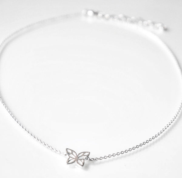 butterfly choker necklace, butterfly necklace in sterling silver, 925 sterling silver butterfly necklace butterfky jewelry by KesleyBoutique, girlwith3jobs 