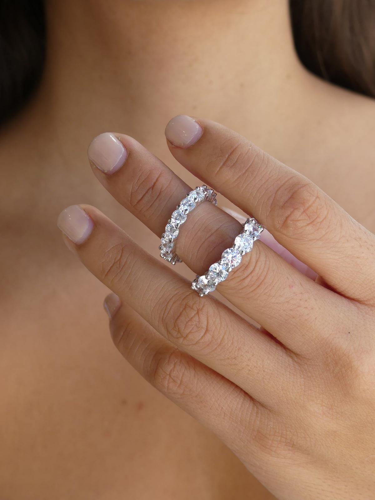 Round Eternity Ring, Zircon .925 Sterling Silver Eternity Rings