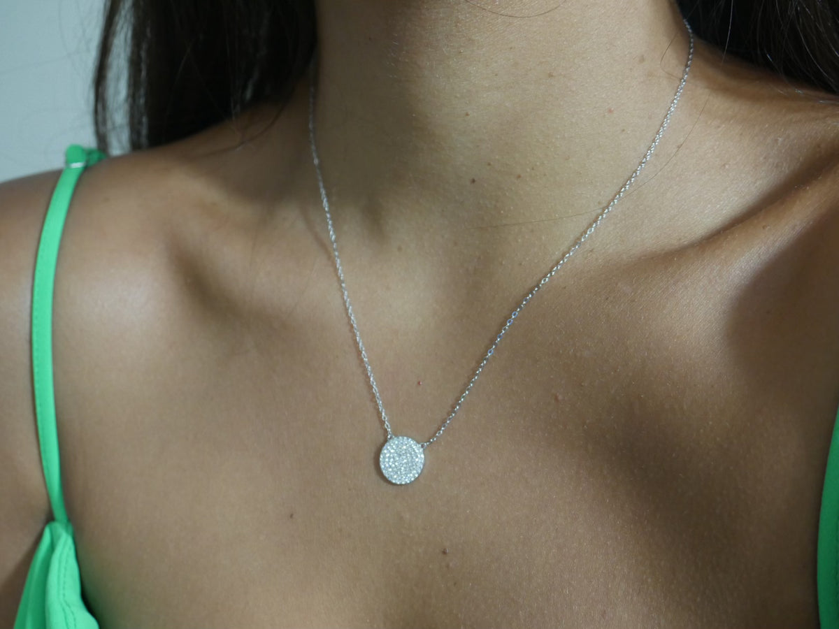 Circle Necklace Pave Zircon All Around Daily Wear .925 Sterling Silver Luxury Necklace