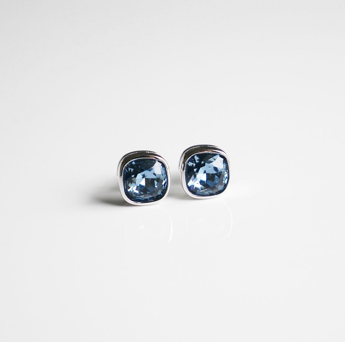 Midnight Black Australian Crystal Post Earrings .925 sterling silver