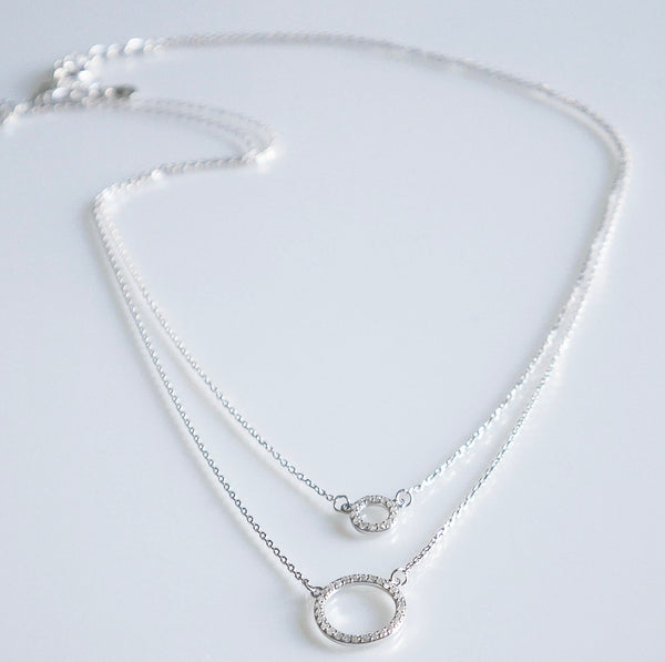 double layered necklace sterling silver, two in one necklace, nice necklace, popular necklace