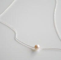 Tiny Freshwater Pearl Necklace, .925 Sterling Silver Hypoallergenic Waterproof Dainty Necklace