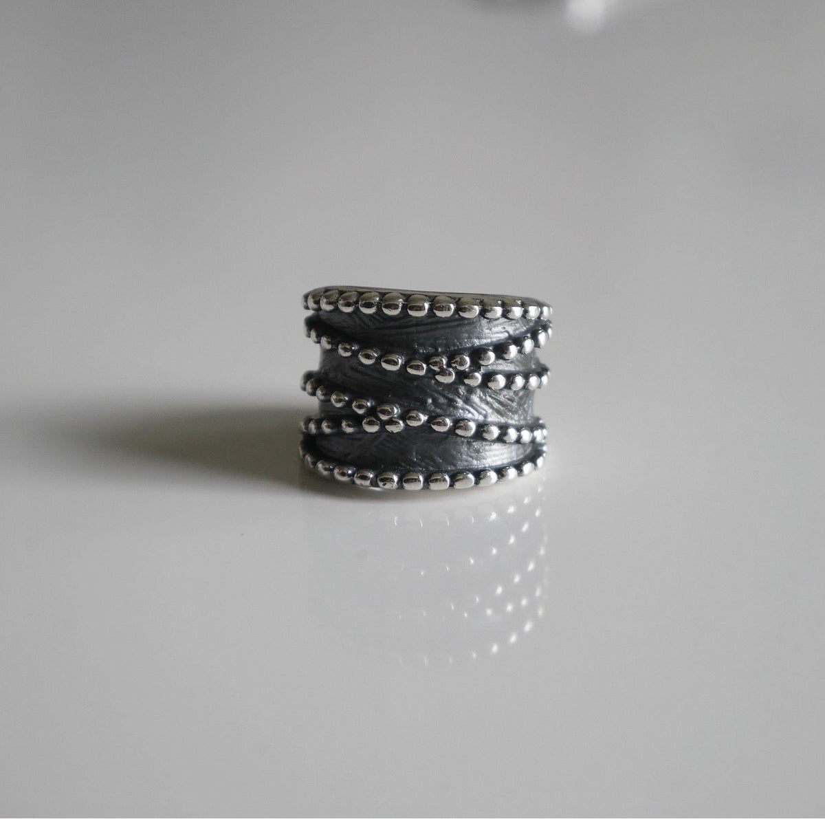 Chunky Ball Oxidized Statement  .925 Sterling Silver Ring