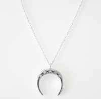 Crescent Moon Star Wear Diamond CZ .925 Sterling Silver Necklace