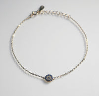 Tiny Evil Eye Diamond CZ Cubic Zirconia .925 Sterling Silver Bracelet