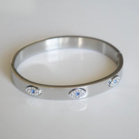 Dazzling CZ Eye Bangle bracelet .925 sterling silver