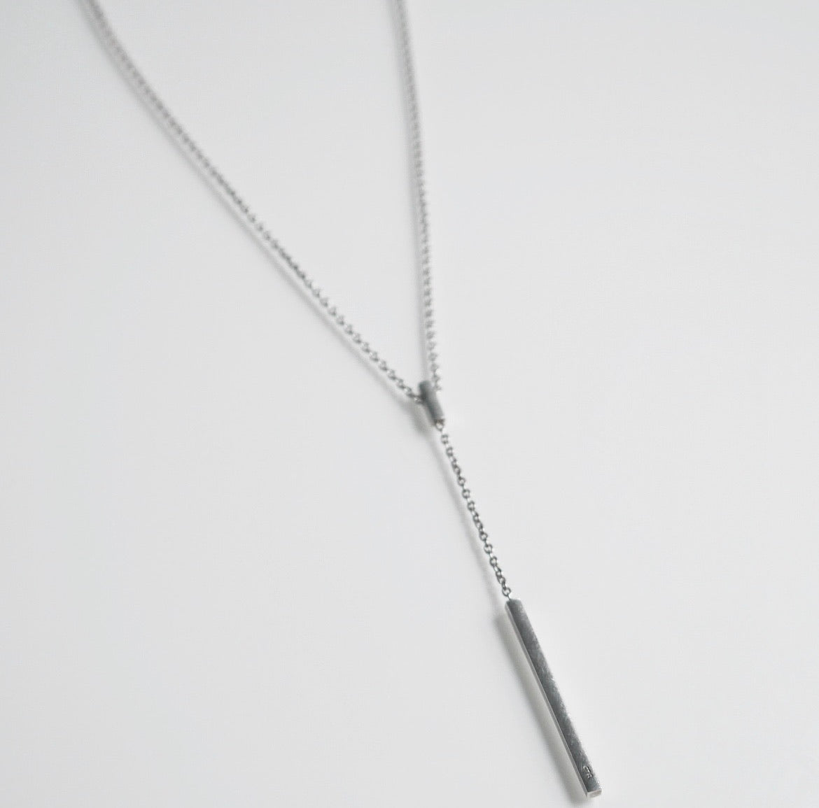 Bar Lariat Silver Necklace, 925 Sterling Silver Y Drop Dainty Hypoallergenic Necklace