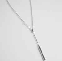 Bar Lariat Silver Necklace, 925 Sterling Silver Y Drop Dainty Hypoallergenic Necklace