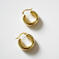 Chunky Golden Downtown Hoop Medium .925 Sterling Silver Earrings