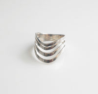 Gladiator Waves Ring  .925 Sterling Silver Statement Waterproof Stacked Wave Ring