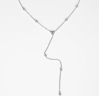 Y Lariat three Bezel Bubble Diamond CZ Fashionista .925 Sterling Silver Necklace