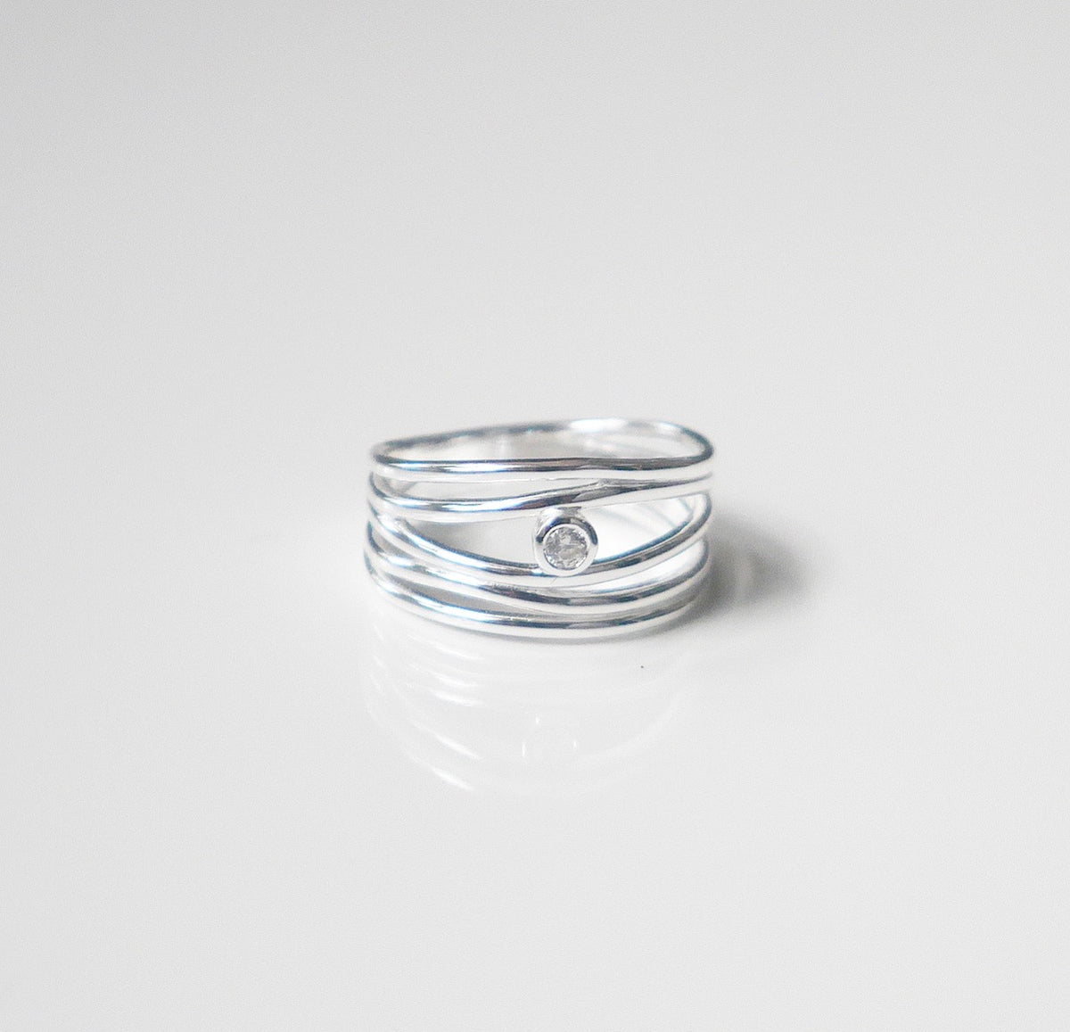 Wire Stack Crystal Ring